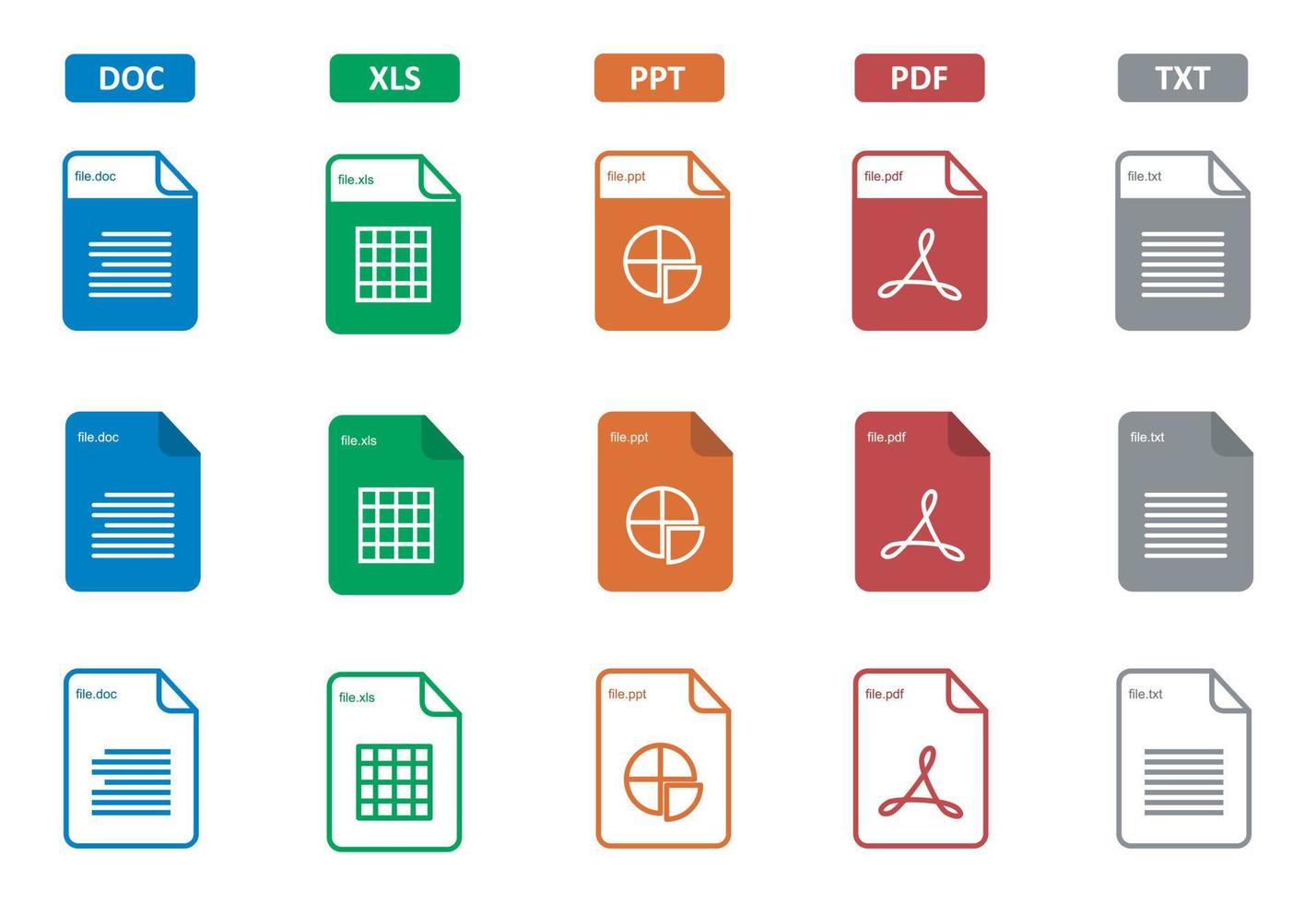 Doc Excel Power Point Pdf Txt Icon Symbol Free Vector